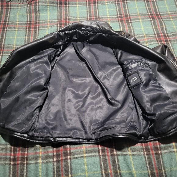 ZARA Men's Moto Biker Jacket Faux Leather Black Brown Medium NWOT - Picture 4 of 15